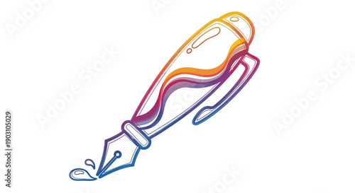 Vibrant gradient ink pen icon illustrating creativity and artistic expression for digital art