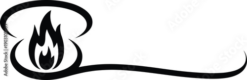 Black oil lamp flame silhouette with flowing curve isolated on white background, minimalist spiritual symbol for Diwali, religious decoration, logo branding, and elegant vector illustration use