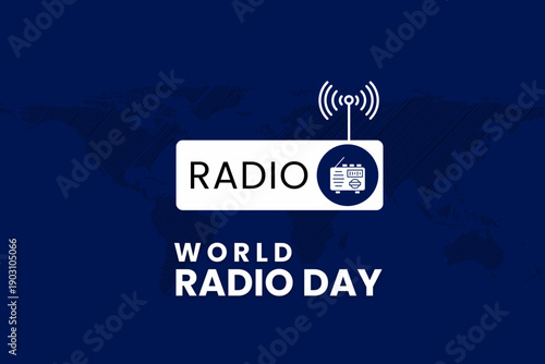 World Radio Day Celebration with Radio Icon and Global Map. Template for Media, Communication, Podcast, and Broadcasting Campaigns