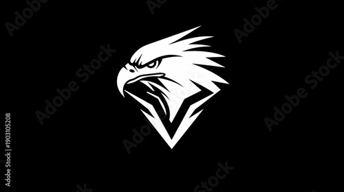 Bold eagle graphic on black symbol of strength and authority vector illustration