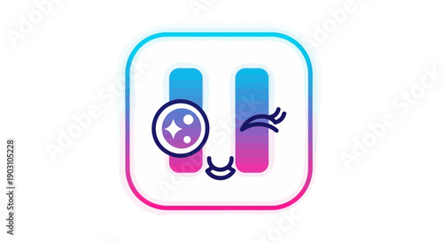 Sparkling clean cute winking face icon with gradient colors modern graphic design