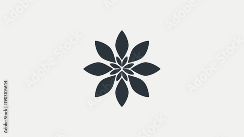 Abstract floral design element with symmetrical arrangement on white backdrop