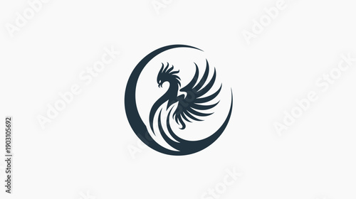 Elegant stylized phoenix bird logo design against a clean white background
