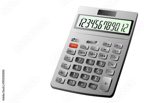 電卓 ピンク色の電子計算機のイラスト コピースペース