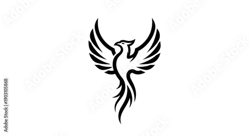 Elegant phoenix icon black silhouette on white background for design
