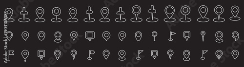 Map pin, location icon, map marker, pushpin, flag, marker, and other icons