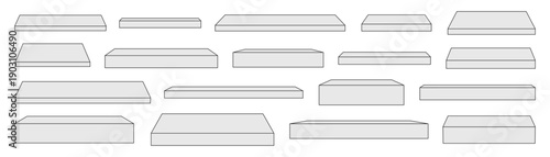3D Rectangular Base Stand and Shelf Set. Display Base.