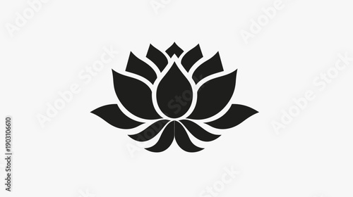 Black lotus flower illustration against white backdrop for various applications
