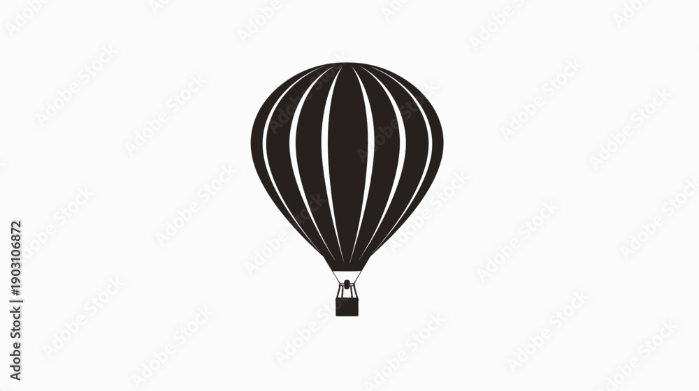 Obraz premium Black hot air balloon isolated on white background for travel concept
