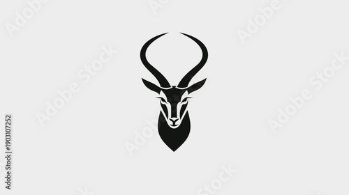 Minimalist silhouette of an antelope head against a white background
