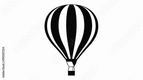 Black and white hot air balloon illustration against a clean white background