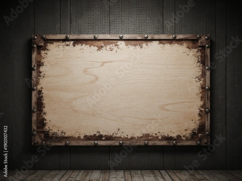 Blank signboard made of woo...