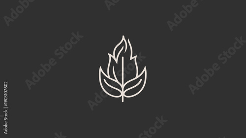 Minimalist leaf logo design on dark background nature and ecology concept