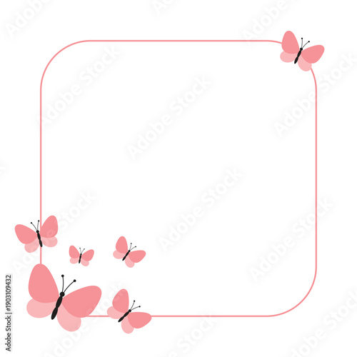 Decorative frame design with butterflies. Vector illustration.