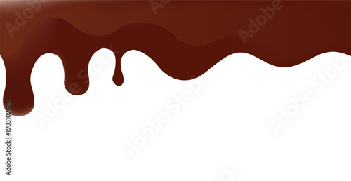 Chocolate Drip on White Background Sweet Liquid Dessert Topping