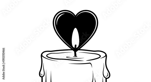 Black Heart Shaped Candle Flame Illustration 1.