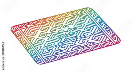 Abstract colorful rainbow geometric pattern mat or rug illustration on white background