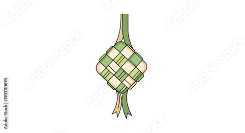 Ketupat Traditional Malaysian Food Wrapped in Leaves.