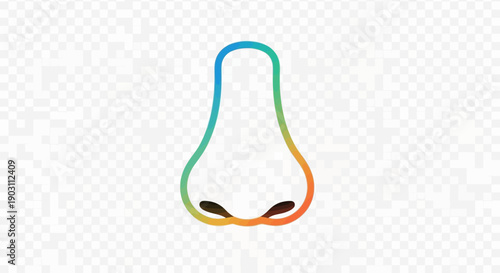 Modern Human Nose Outline with a Bright Gradient Color Scheme Vector Illustration for Design