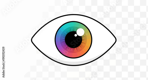 Stylized Eye with Multicolored Iris Representing Vividness and Broad Outlook