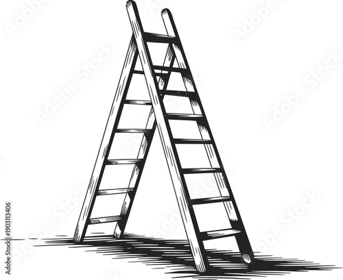 ladder on white background