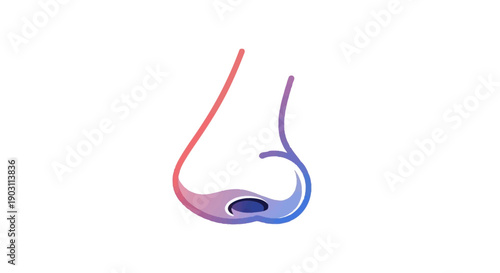 Stylized human nose illustration featuring a vibrant gradient color palette for artistic design
