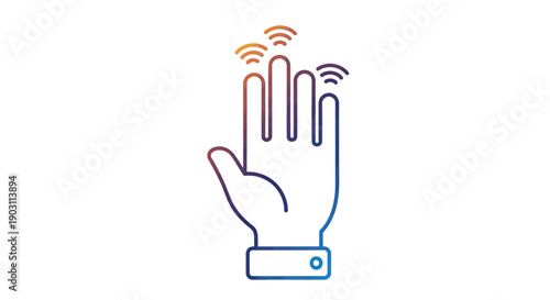 Futuristic hand gesture control with radiating signals depicting modern interactive technology