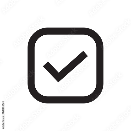 Rounded square outline icon with check mark for verification
