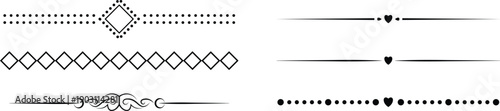 Collection of black decorative line dividers and borders with geometric and organic