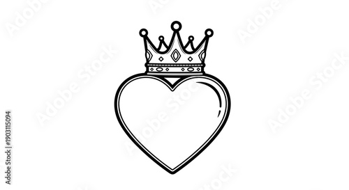 Heart Shape with Crown Illustration Design.