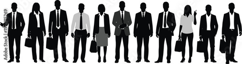 Professional group of diverse businesspeople standing together in formal attire