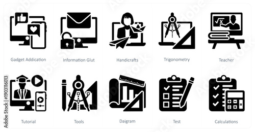 A set of 10 mix icons as gadget addication, information glut