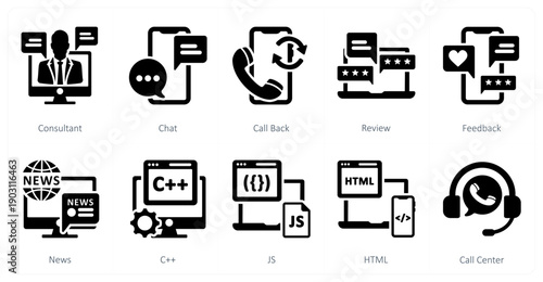 A set of 10 mix icons as consultant, chat, call back