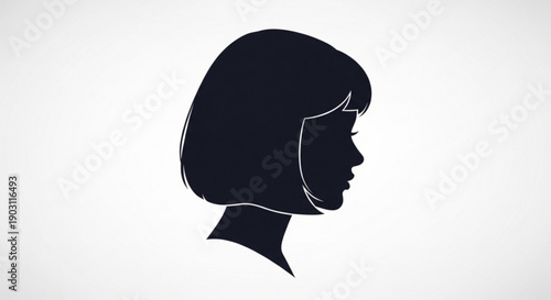 Silhouette profile of a womans head with a bob haircut minimalist vector illustration for beauty and fashion concepts isolated on white