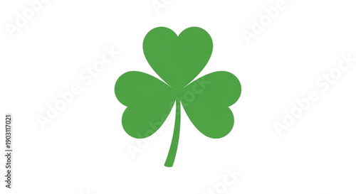 Green shamrock symbol a traditional Irish clover for luck and St Patricks Day isolated on white background flat vector illustration