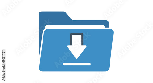 Blue File Folder with Download Symbol