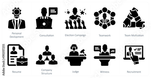A set of 10 mix icons as personal development, consultation, election campaign