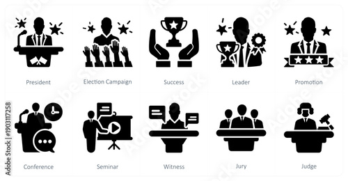 A set of 10 mix icons as mixing, megaphone, sound board