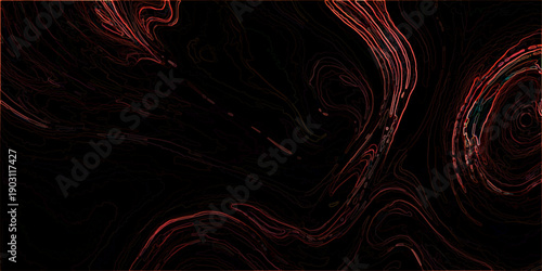 Vector Swirling abstract crimson and ebony vortex with organic flowing lines