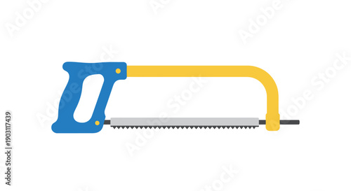 Hacksaw with yellow handle and blue grip