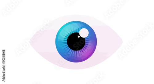 Stylized Human Eye Icon with Gradient Blue Purple Iris and White Highlight on Sclera