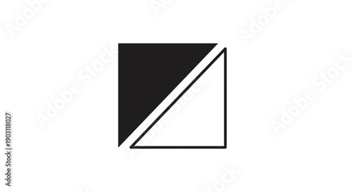 Black and White Square with Diagonal Line.