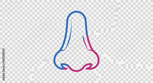Stylized human nose icon with dual-color line art on transparent background, versatile graphic