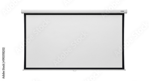 Fotografi Projector screen PNG isolated on transparent background, blank retractable displ