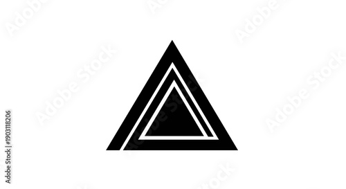 Black Triangle Icon with White Outline.