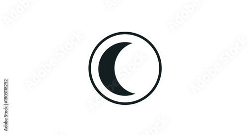 Crescent Moon Icon Simple Design Element.