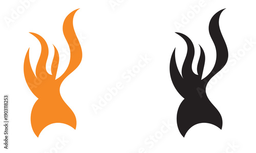 Stylized flame shapes and fire icons. Set of flame silhouettes and fire shapes in various styles, commonly used for tattoos, logos, racing graphics, and hot rod designs.


