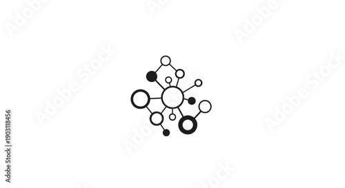 Simple Black and White Molecular Structure.