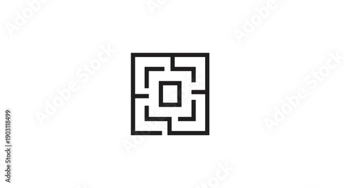 Simple Black Square Maze Icon Design.