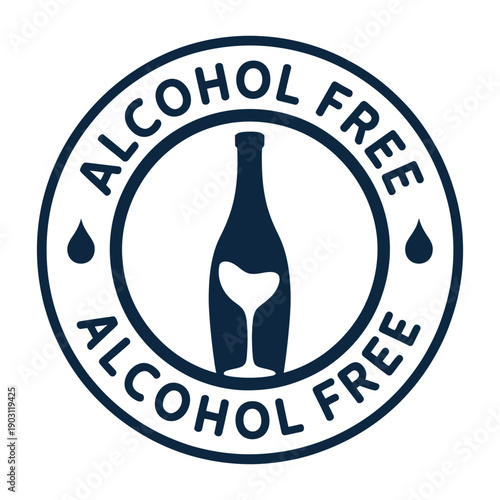 Alcohol free label with bottle and wine glass icon icon